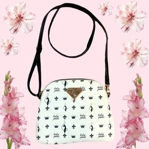 ♡ Baby Phat white and black crossbody purse with logo & crown print ♡
